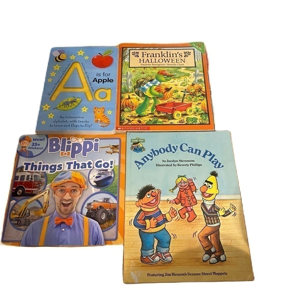 Blippi Sesame Street Franklin the Turtle Letter Book Bundle Kids